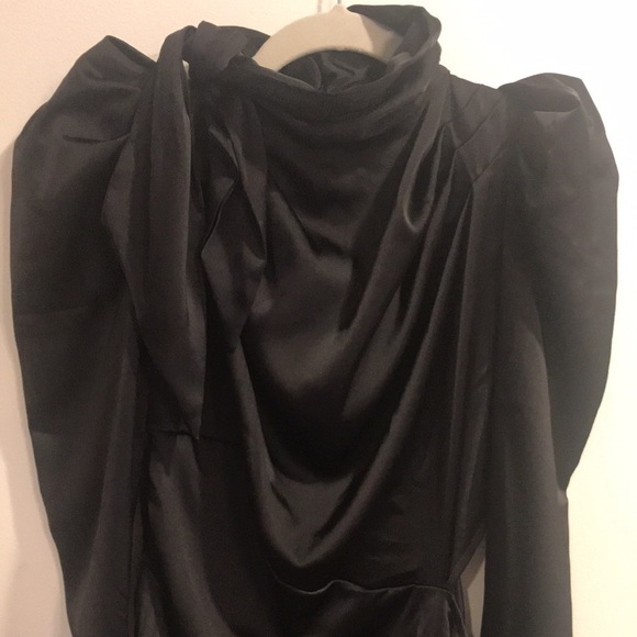 Thrilling Change Bodycon Assymetric Mini Ruffles Cinch Black Wednesday Dress M - Picture 4 of 9